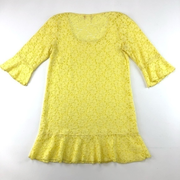 Betsey Johnson yellow lace beach dress coverup Medium - Picture 2 of 9